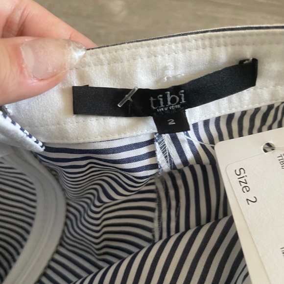 NWT Tibi Blue White Striped Pleated Skirt Size 2 100%cotton - Picture 5 of 7